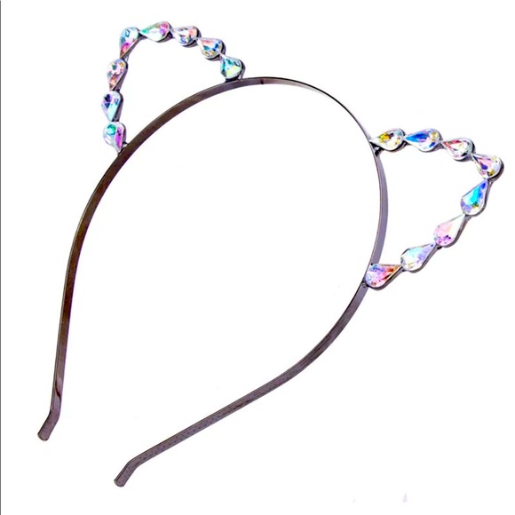 🎀 Classy Crystal Cat Ear Headband 🎀 Stylist Bling Headband, Rhinestones - Picture 1 of 1